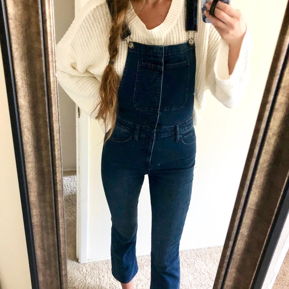 Lucky Dark Wash cropped Overalls